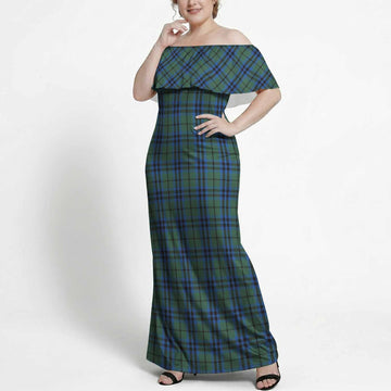 Marshall Tartan Off Shoulder Ruffle Maxi Dress