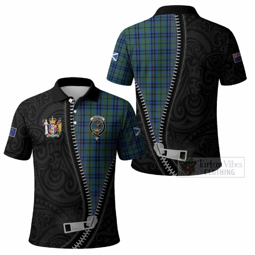 Marshall Tartan Polo Shirt New Zealand Pattern Unique Zipper Stylized