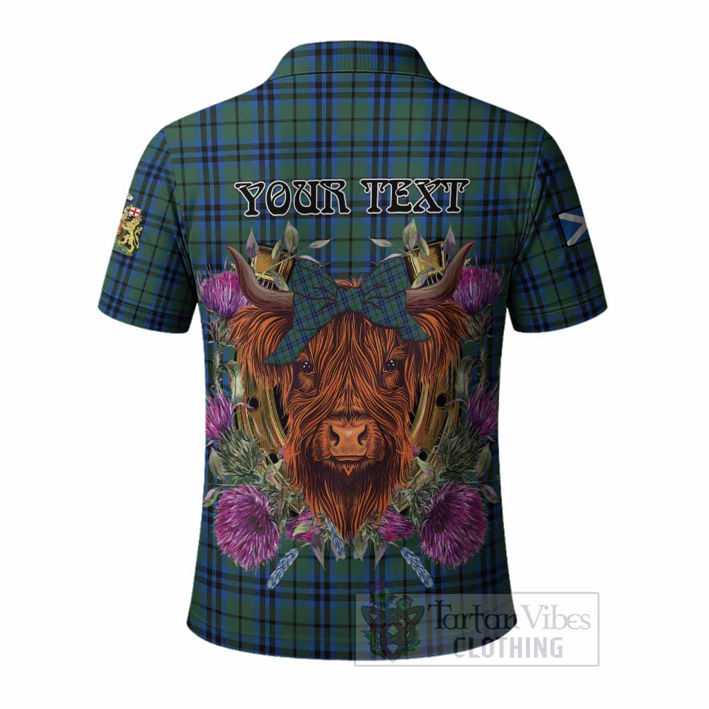 Marshall Tartan Polo Shirt Scottish Thistle Heilan Coo