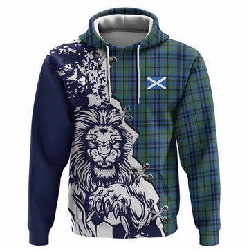 Marshall Tartan Scottish Hoodie Angry Lion With Soccer Ball Style