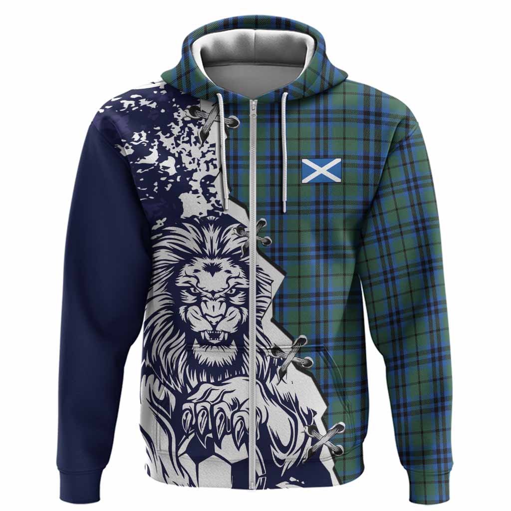 Marshall Tartan Scottish Hoodie Angry Lion With Soccer Ball Style