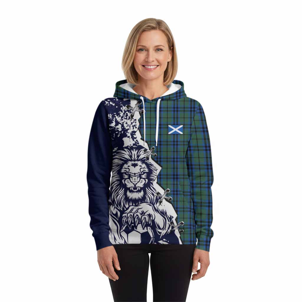 Marshall Tartan Scottish Hoodie Angry Lion With Soccer Ball Style