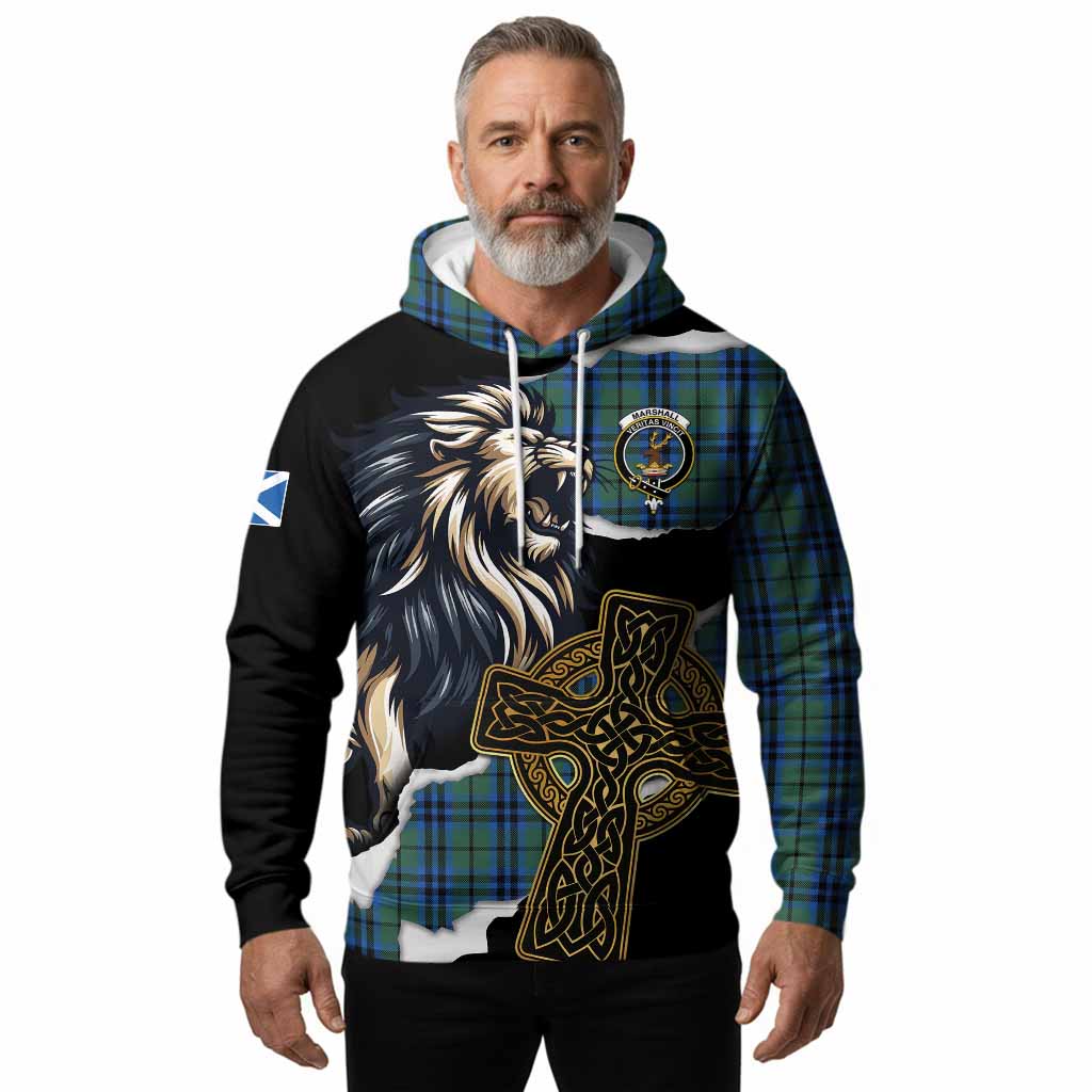 Marshall Tartan Scottish Hoodie Lion Celtic Heritage