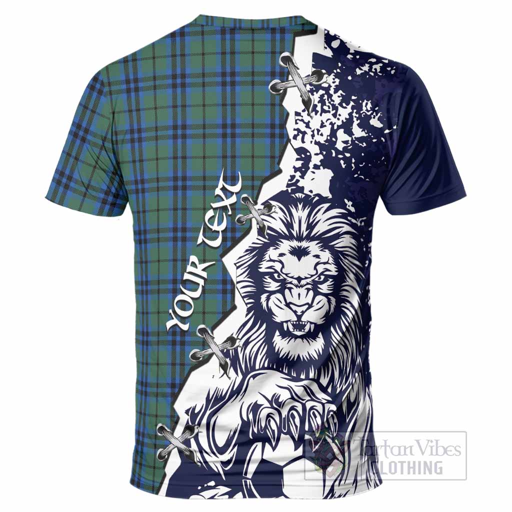 Marshall Tartan Scottish T-Shirt Angry Lion With Soccer Ball Style