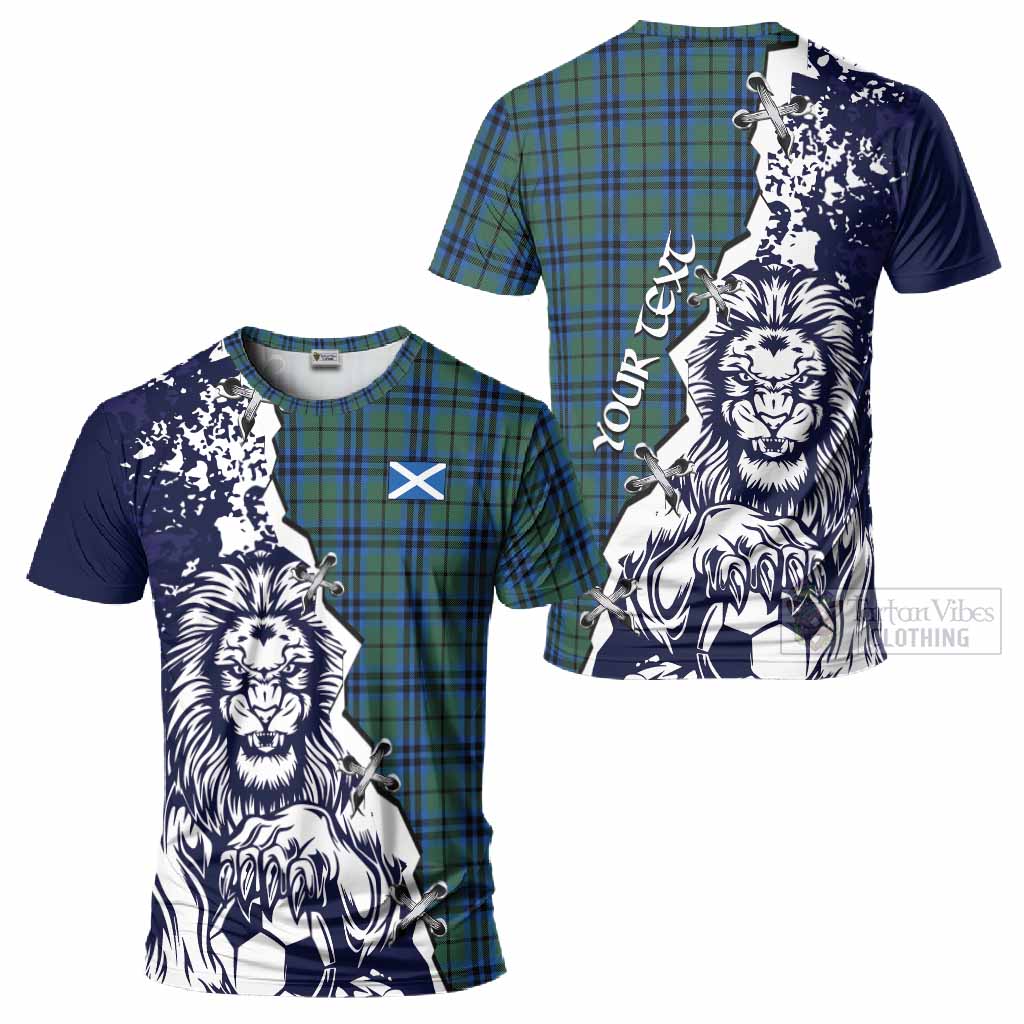 Marshall Tartan Scottish T-Shirt Angry Lion With Soccer Ball Style