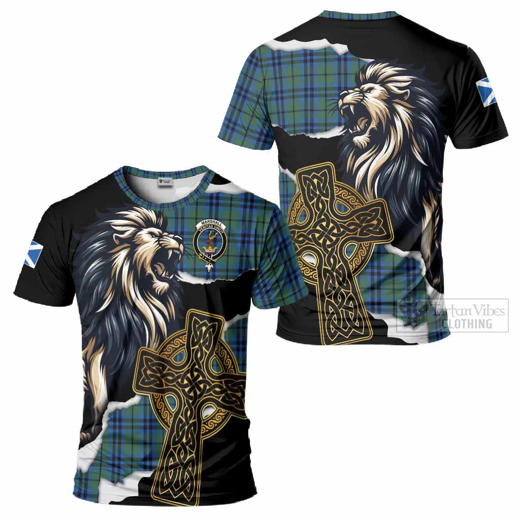 Marshall Tartan Scottish T-Shirt Lion Celtic Heritage