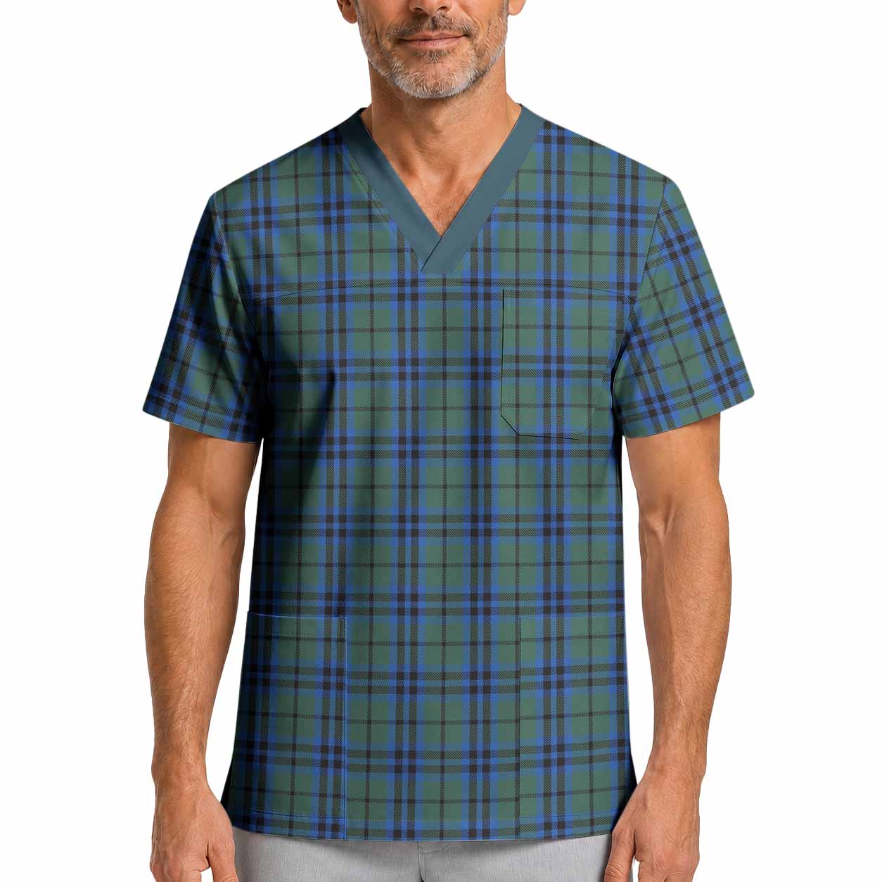 Marshall Tartan Scrub Top XL - Tartan Vibes Clothing