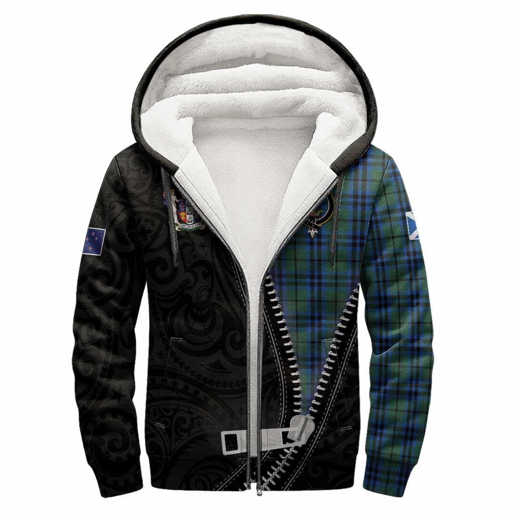 Marshall Tartan Sherpa Hoodie New Zealand Pattern Unique Zipper Stylized