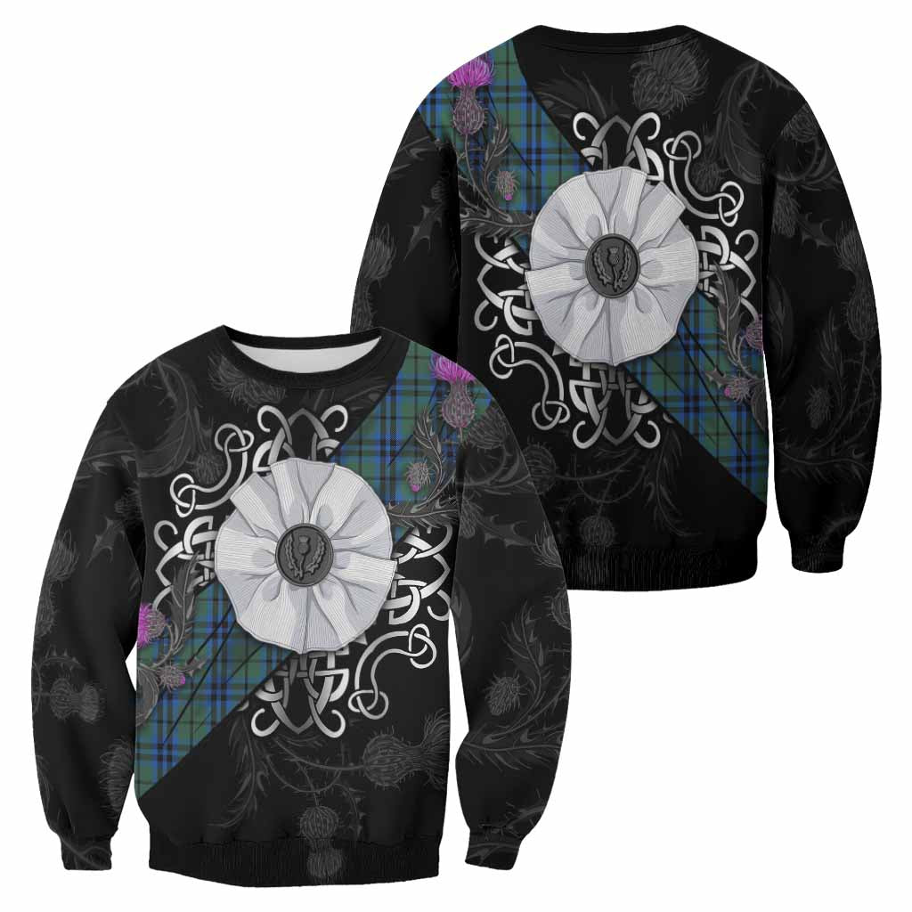 Marshall Tartan Sweatshirt Jacobite White Rose - Tartan Vibes Clothing