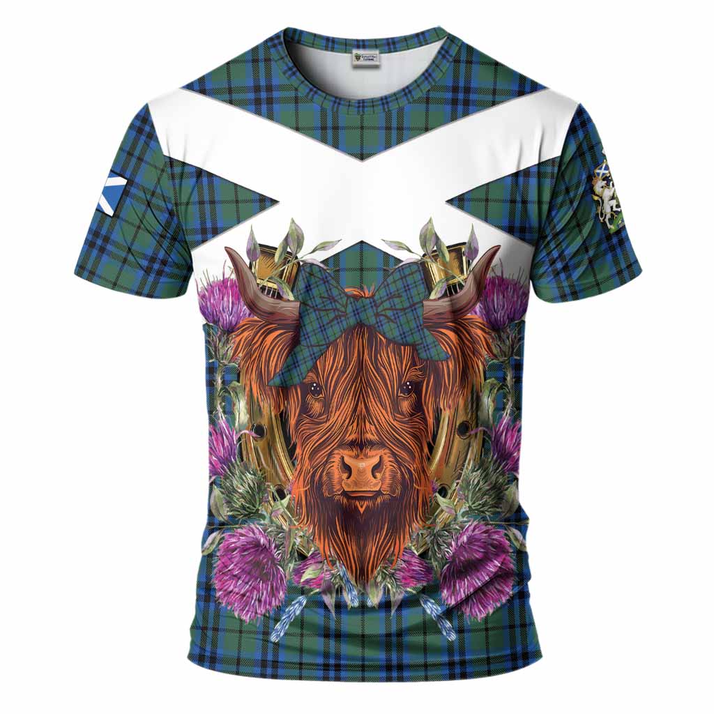 Marshall Tartan T-Shirt Scottish Thistle Heilan Coo