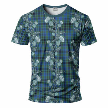 Marshall Tartan T-Shirt Seamless Scottish Thistle Flowers