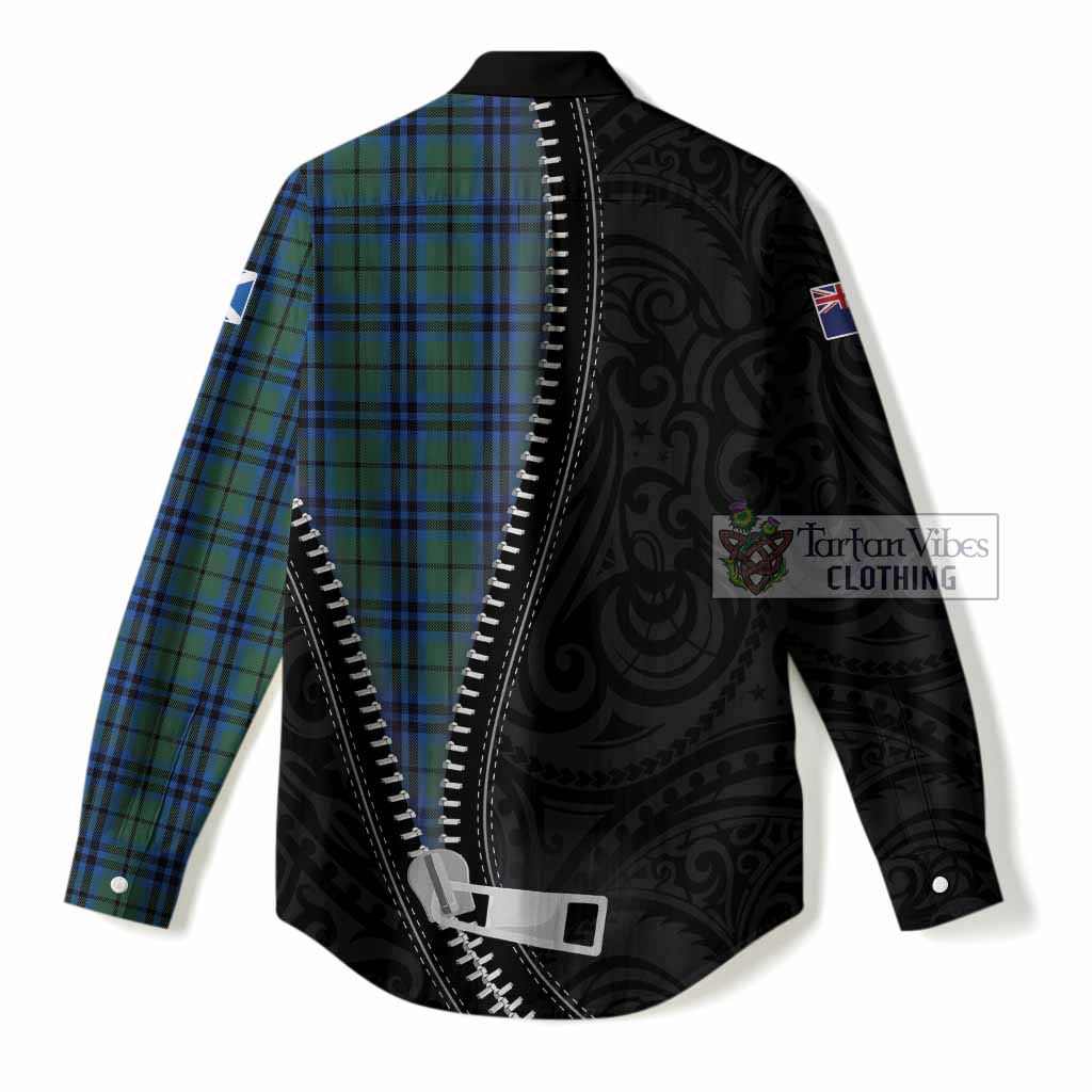 Marshall Tartan Women Casual Shirt New Zealand Pattern Unique Zipper Stylized