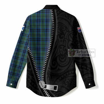 Marshall Tartan Women Casual Shirt New Zealand Pattern Unique Zipper Stylized