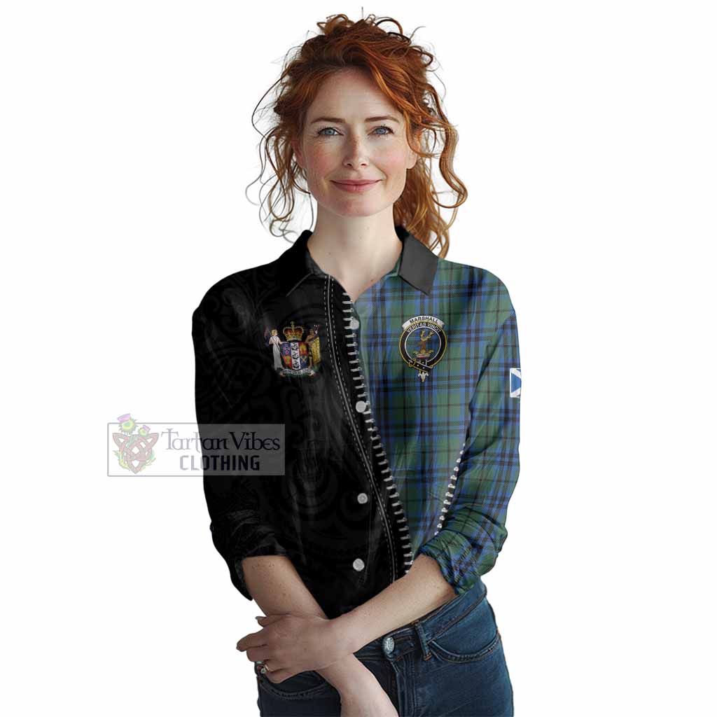 Marshall Tartan Women Casual Shirt New Zealand Pattern Unique Zipper Stylized