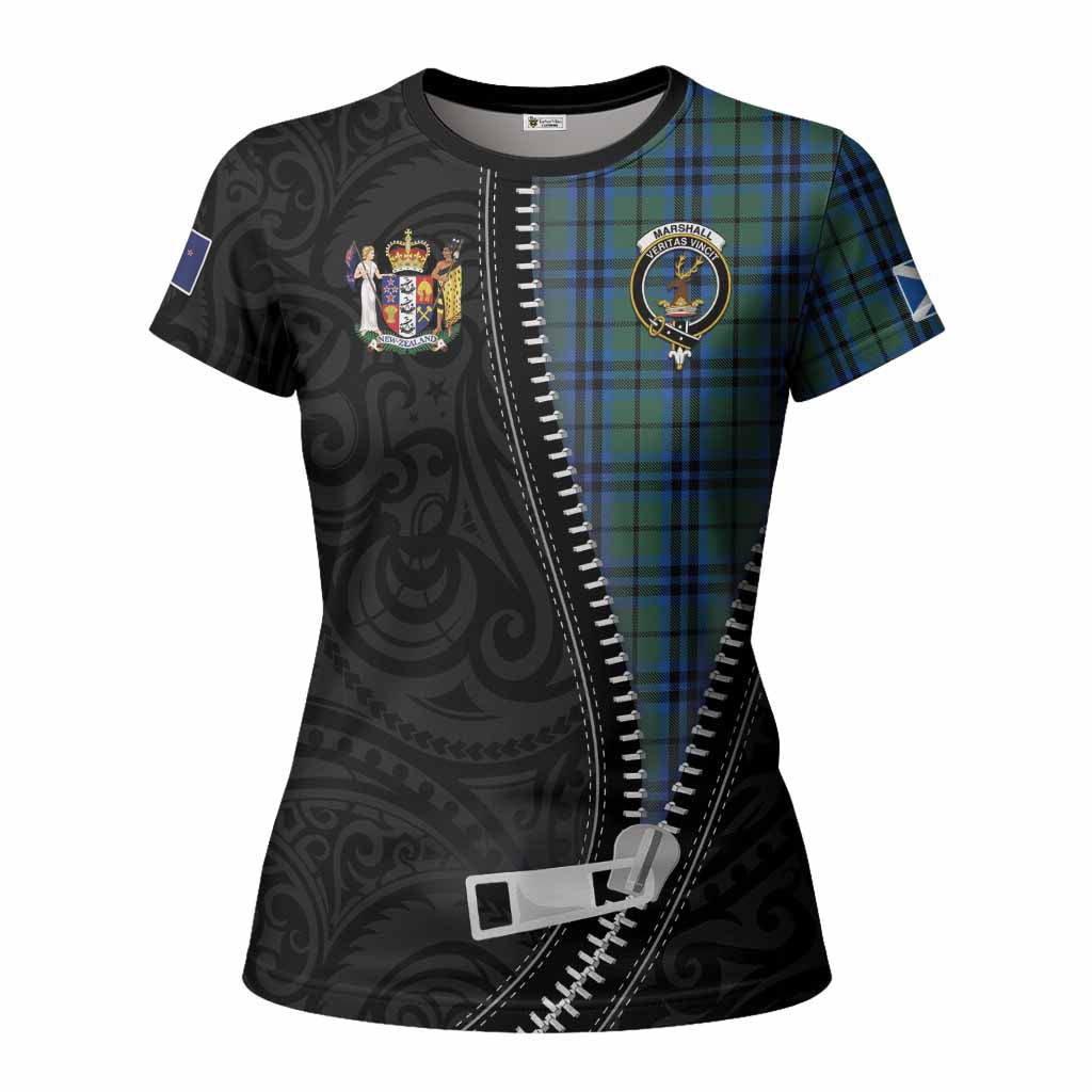 Marshall Tartan Women T shirt New Zealand Pattern Unique Zipper Stylized