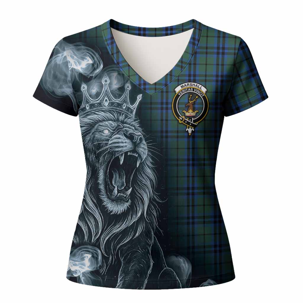 Marshall Tartan Women T shirt Roaring Lion Heritage