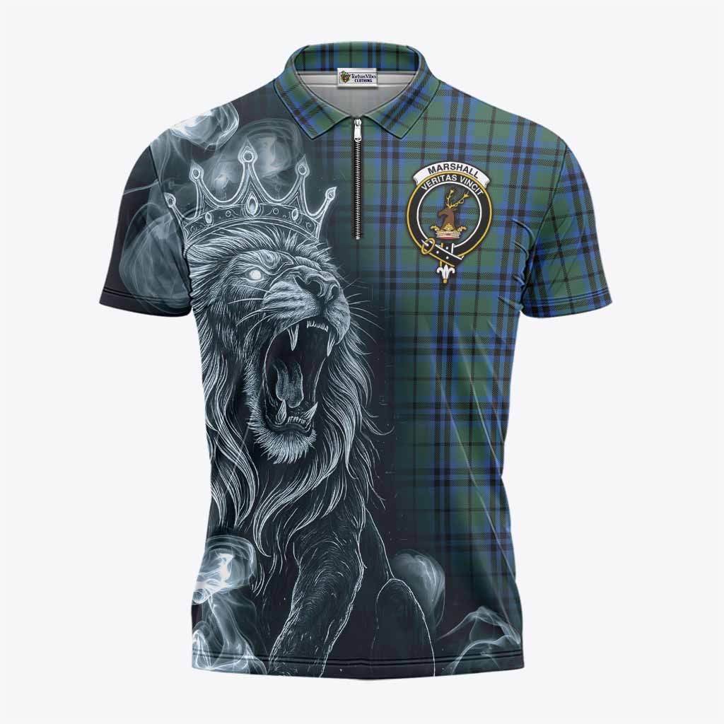 Marshall Tartan Zipper Polo Shirt Roaring Lion Heritage