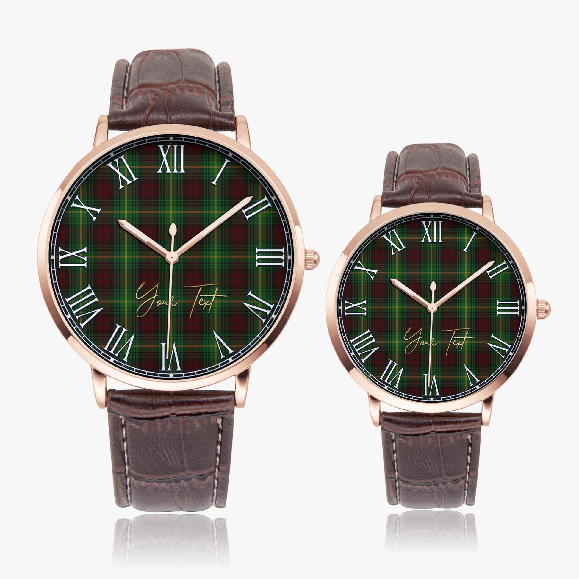 Martin Tartan Personalized Your Text Leather Trap Quartz Watch - Tartan Vibes Clothing