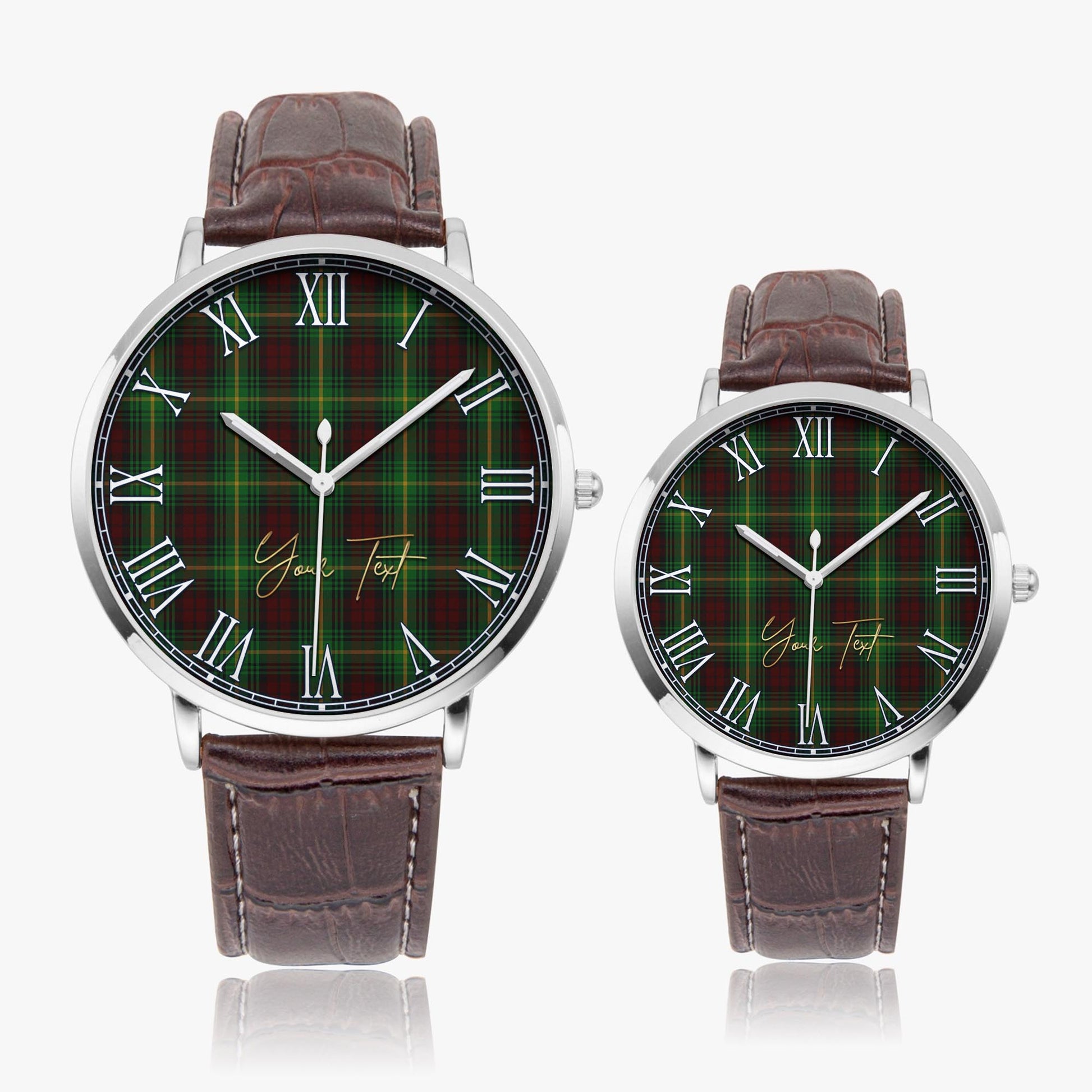Martin Tartan Personalized Your Text Leather Trap Quartz Watch - Tartan Vibes Clothing