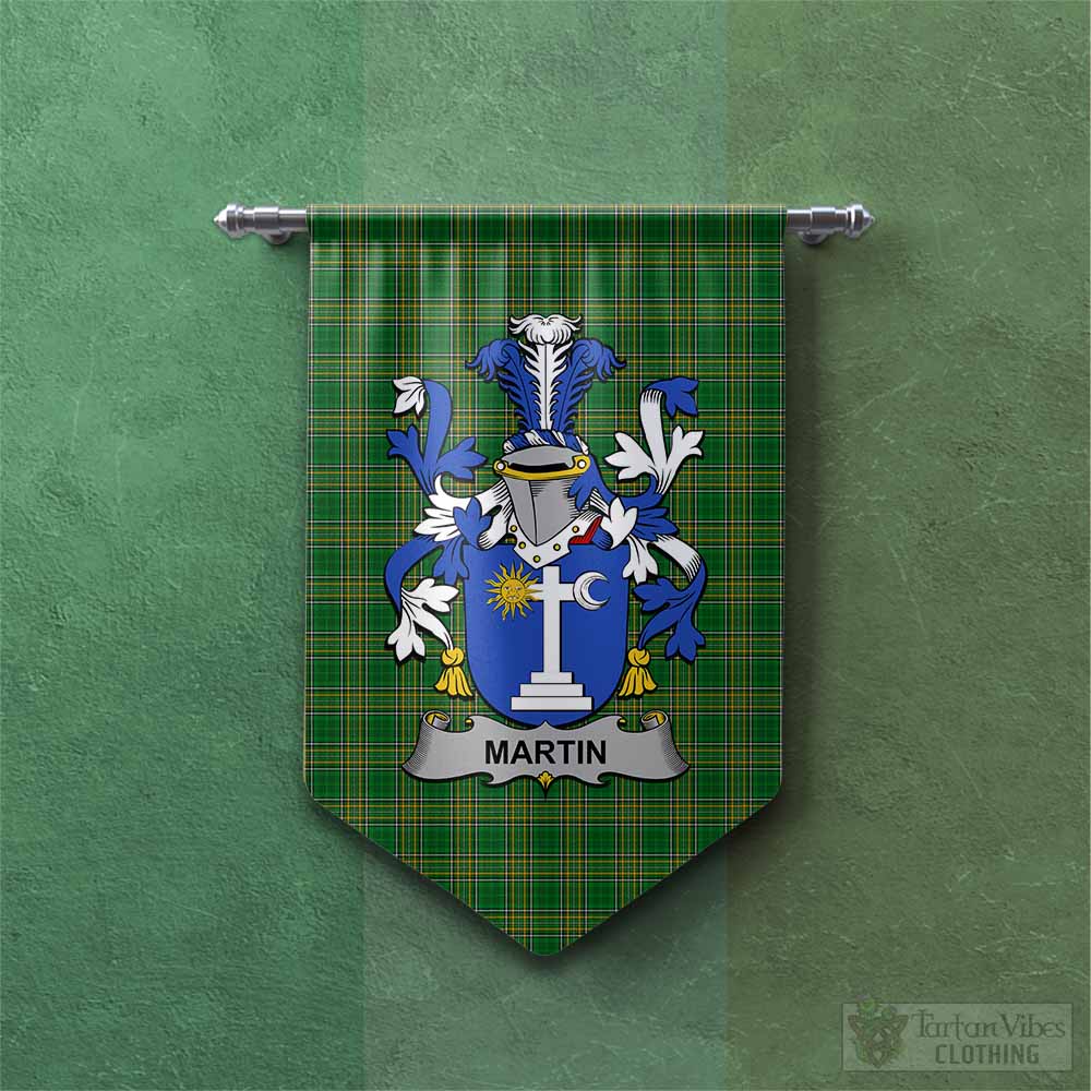Tartan Vibes Clothing Martin Irish Clan Tartan Gonfalon, Tartan Banner with Coat of Arms