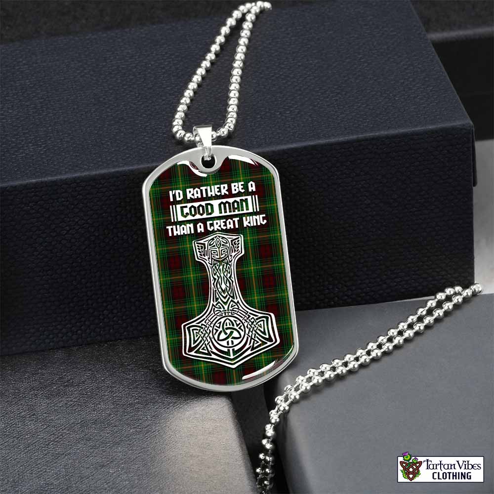 Martin Tartan Dog Tag Necklace Viking Mjolnir Style Silver No - Tartan Vibes Clothing