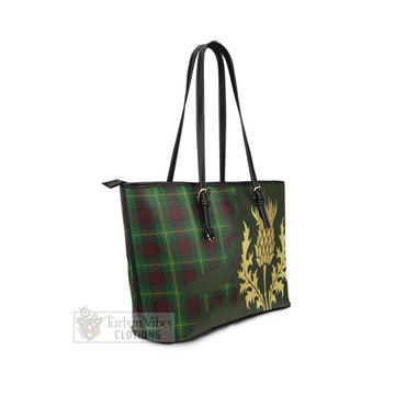 Tartan Vibes Clothing Martin Tartan Leather Tote Bag Gold Thistle Style