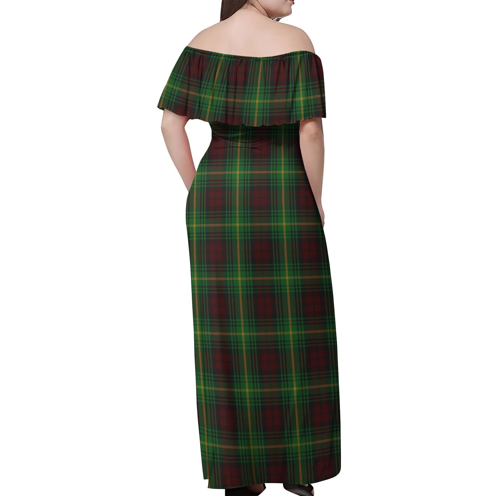 Martin Tartan Off Shoulder Long Dress - Tartan Vibes Clothing