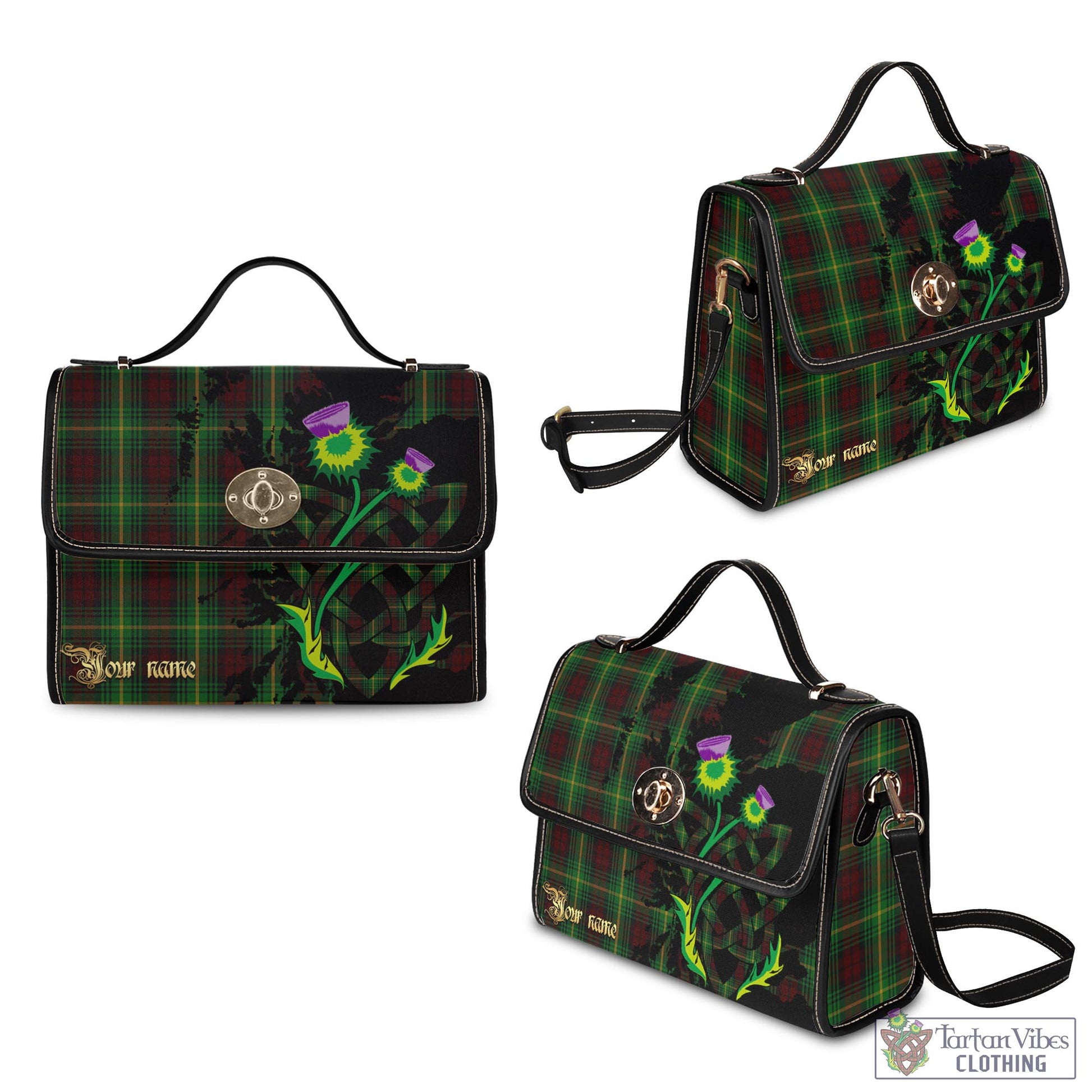 Tartan Vibes Clothing Martin Tartan Waterproof Canvas Bag with Scotland Map and Thistle Celtic Accents