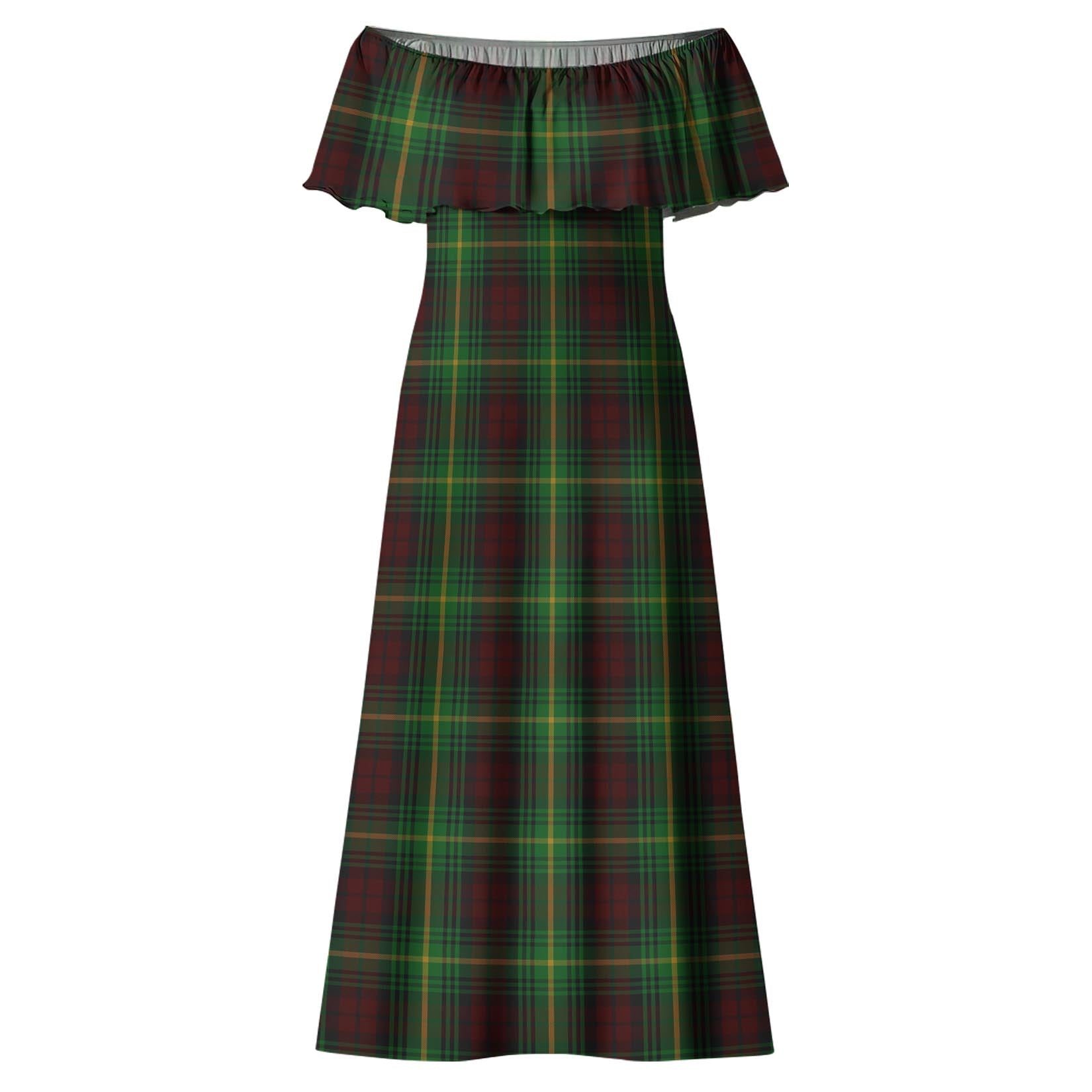 Martin Tartan Off Shoulder Long Dress - Tartan Vibes Clothing