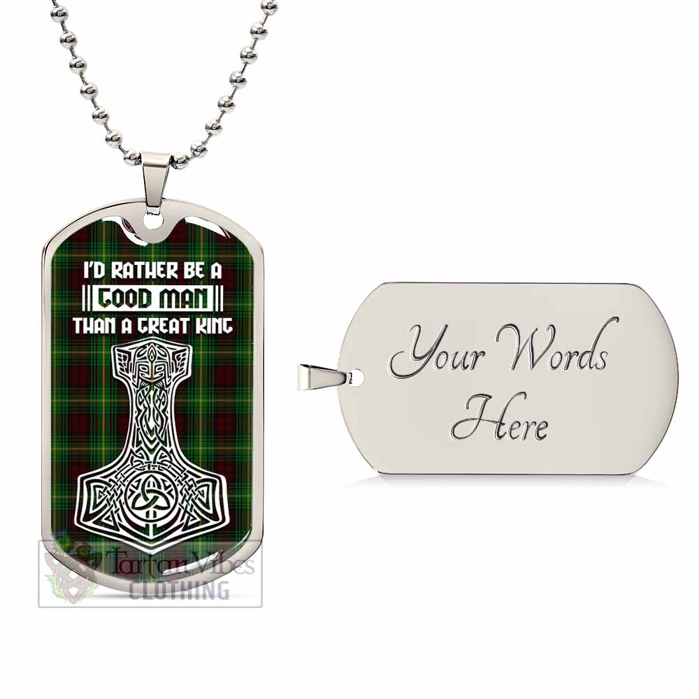 Martin Tartan Dog Tag Necklace Viking Mjolnir Style Silver Yes - Tartan Vibes Clothing