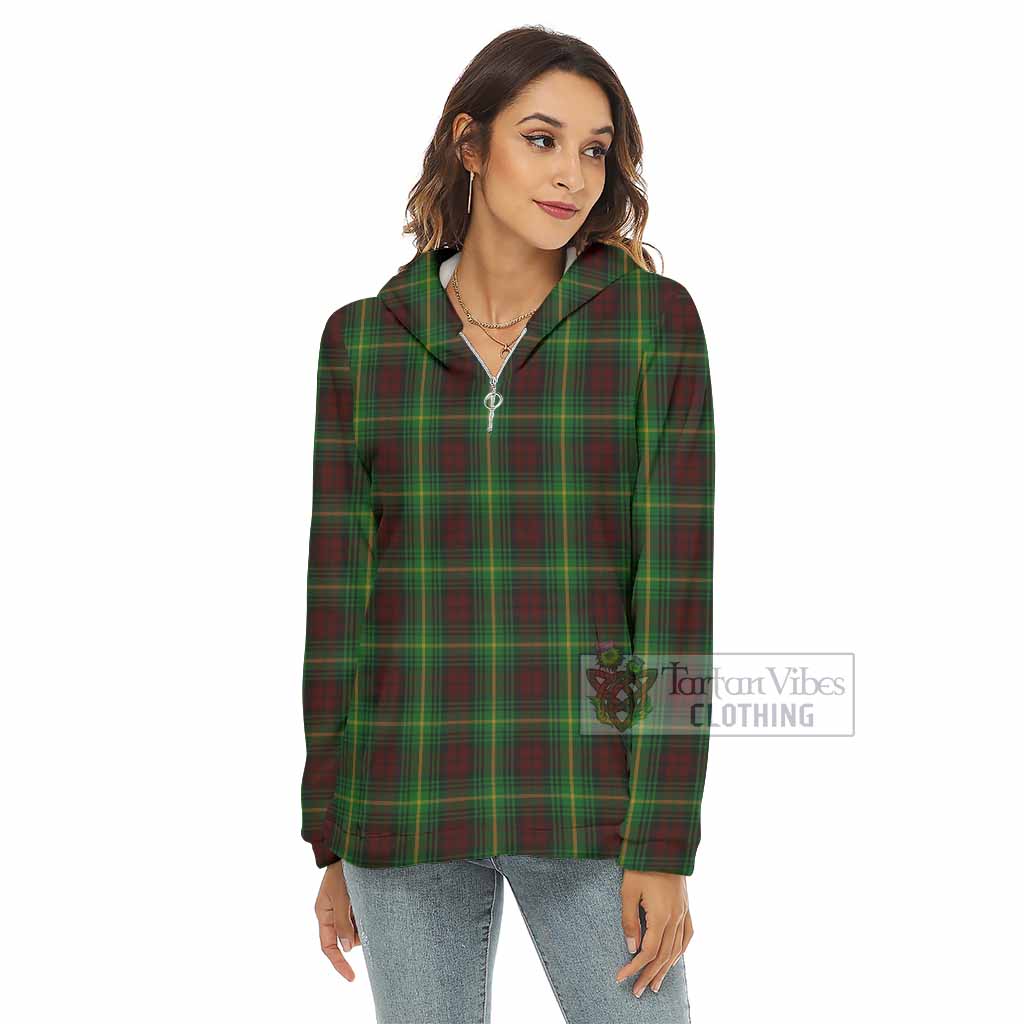 Martin Tartan Women's Borg Fleece Hoodie with Half Zip - Tartan Vibes Clothing