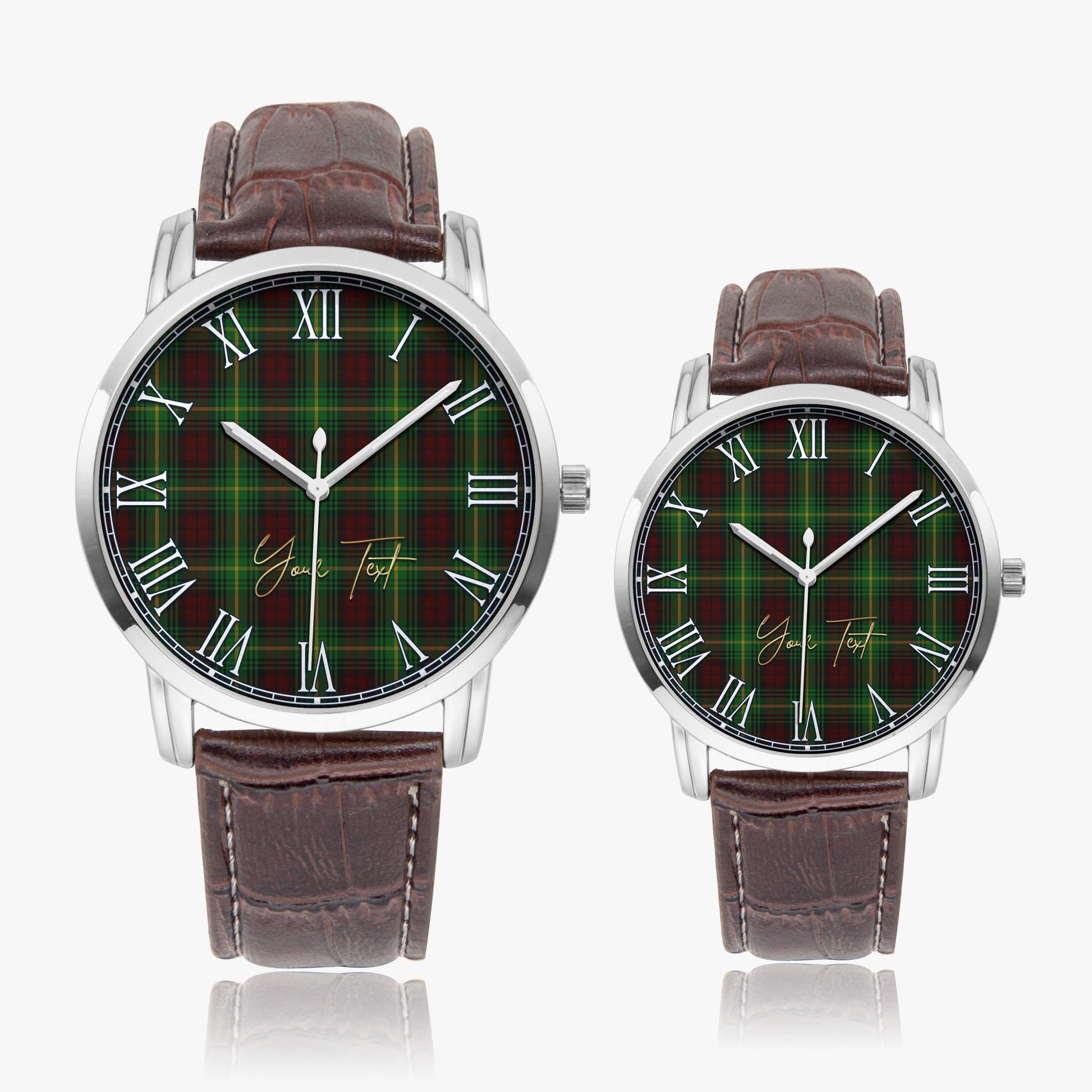 Martin Tartan Personalized Your Text Leather Trap Quartz Watch - Tartan Vibes Clothing