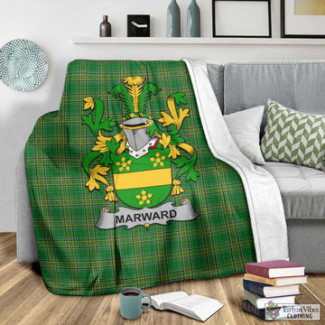Tartan Vibes Clothing Marward Irish Clan Tartan Blanket with Coat of Arms