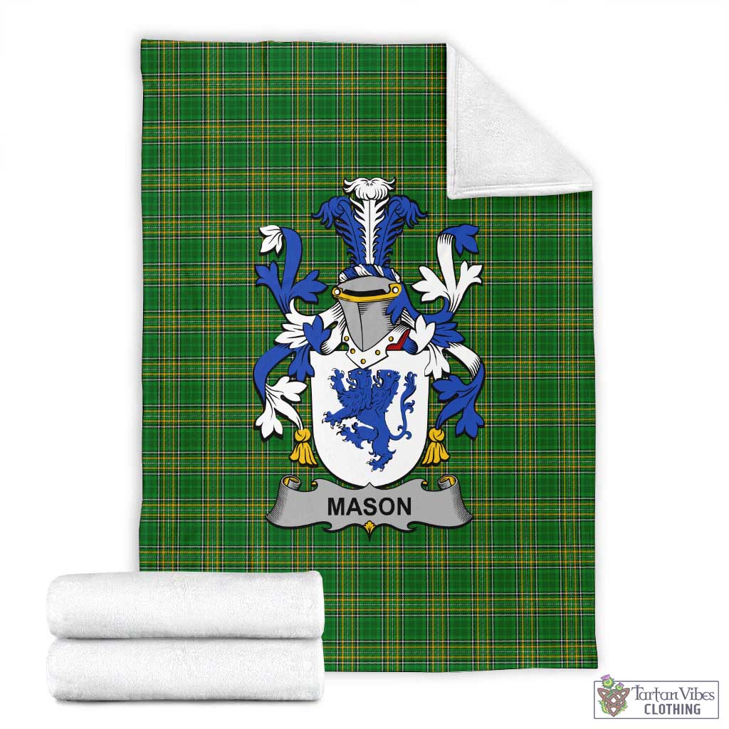 Mason Irish Clan Tartan Blanket with Coat of Arms X-Large 59 x 79 inches 150 x 200 cm - Tartan Vibes Clothing