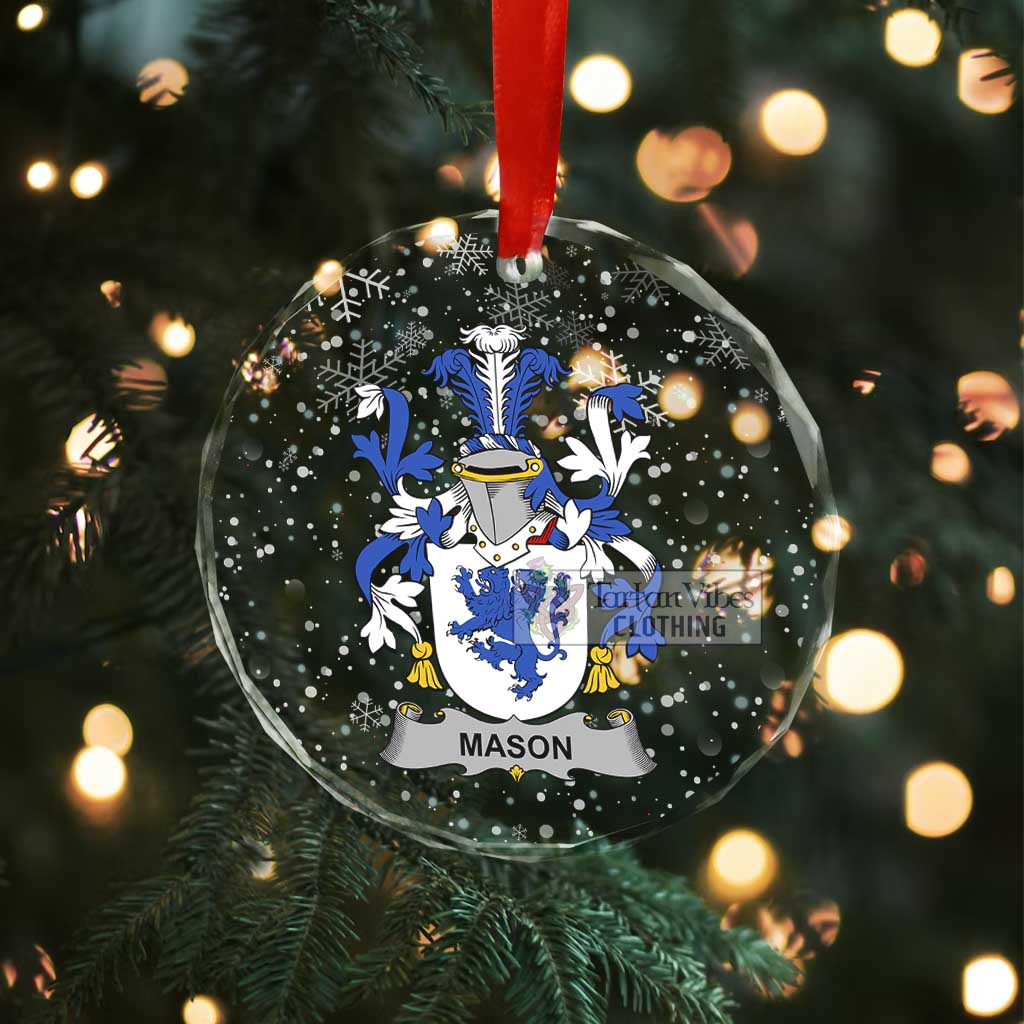 Mason Irish Clan Christmas Glass Ornament with Coat of Arms - 2D-tartanvibesclothing