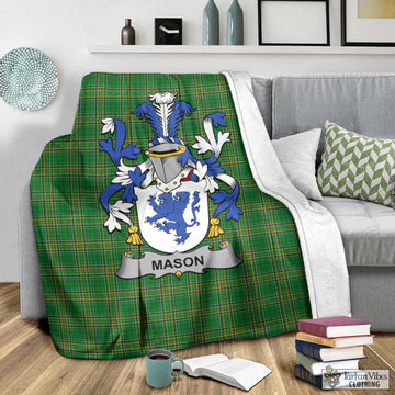 Tartan Vibes Clothing Mason Irish Clan Tartan Blanket with Coat of Arms