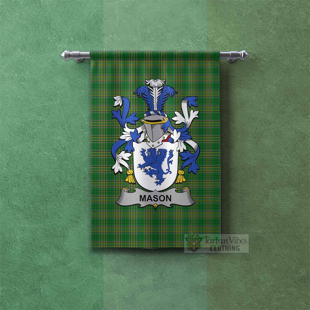 Tartan Vibes Clothing Mason Irish Clan Tartan Gonfalon, Tartan Banner with Coat of Arms