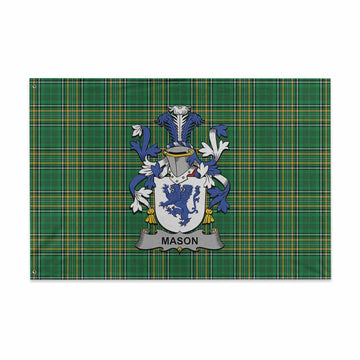 Mason Irish Clan Tartan House Flag with Coat of Arms