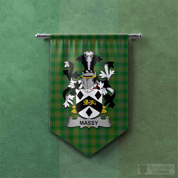 Massy Irish Clan Tartan Gonfalon, Tartan Banner with Coat of Arms