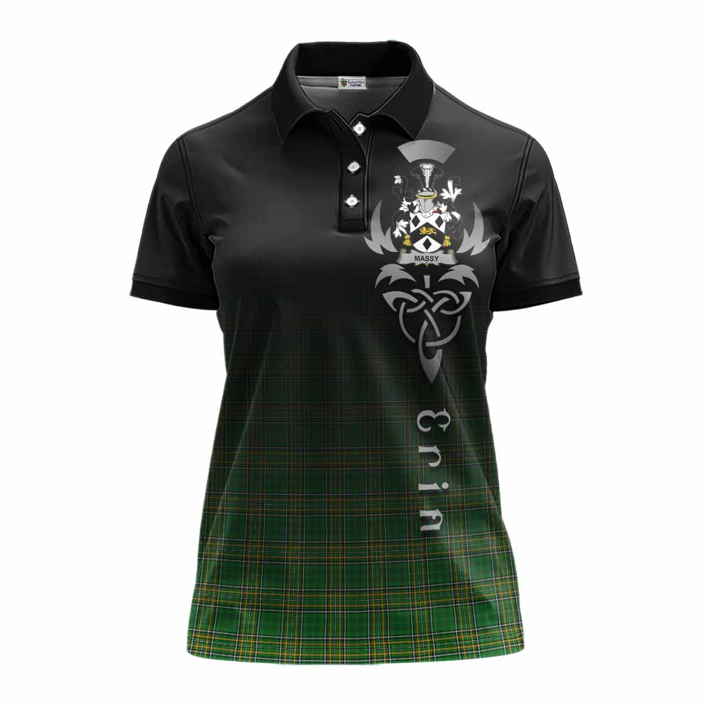Tartan Vibes Clothing Massy Irish Clan Women's Polo Shirt with Coat of Arms Erin Go Bragh Celtic Inspired