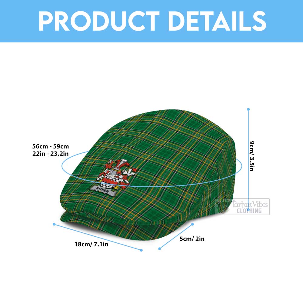 Mather Irish Clan Tartan Jeff Cap, Tartan Flat Cap with Coat of Arm - Tartan Vibes Clothing