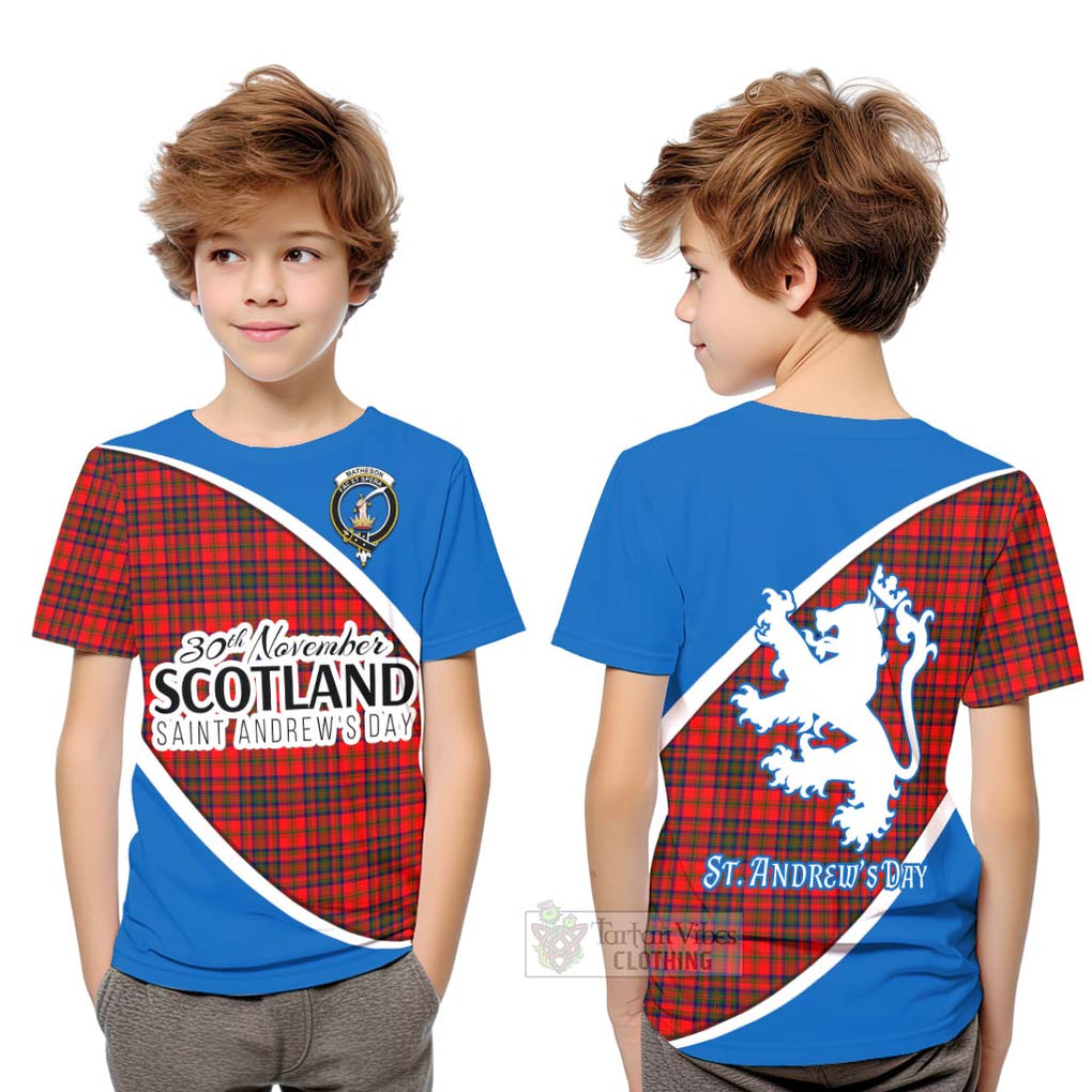 Tartan Vibes Clothing Matheson Family Crest Tartan Kid T-Shirt Celebrate Saint Andrew's Day in Style