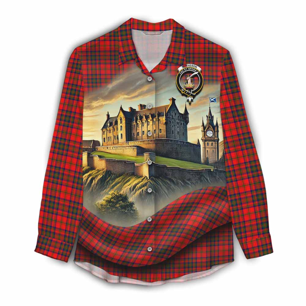 Tartan Vibes Clothing Matheson Tartan Family Crest Women's Casual Shirt with Scottish Ancient Castle Style