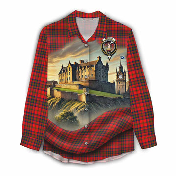 Matheson Tartan Family Crest Women's Casual Shirt with Scottish Ancient Castle Style