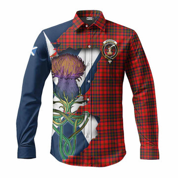 Tartan Vibes Clothing Matheson Tartan Family Crest Long Sleeve Button Shirt Scottish Thistle Celtic Inspired