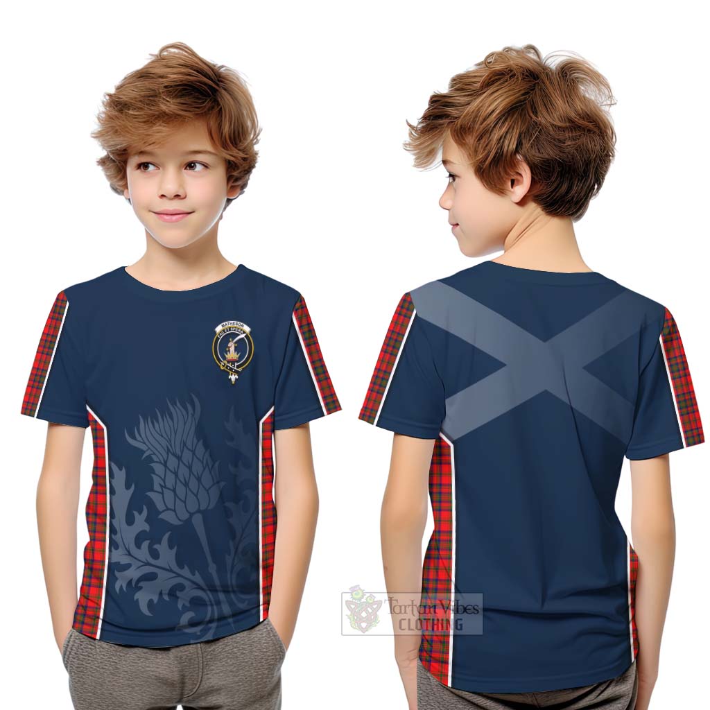Tartan Vibes Clothing Matheson Tartan Kid T-Shirt with Family Crest and Scottish Thistle Vibes Sport Style