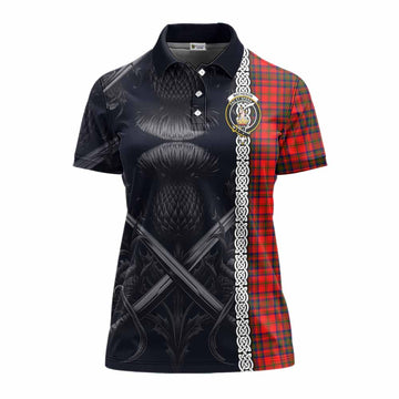 Tartan Vibes Clothing Matheson Tartan Women's Polo Shirt with Family Crest Cross Sword Thistle Celtic Vibes