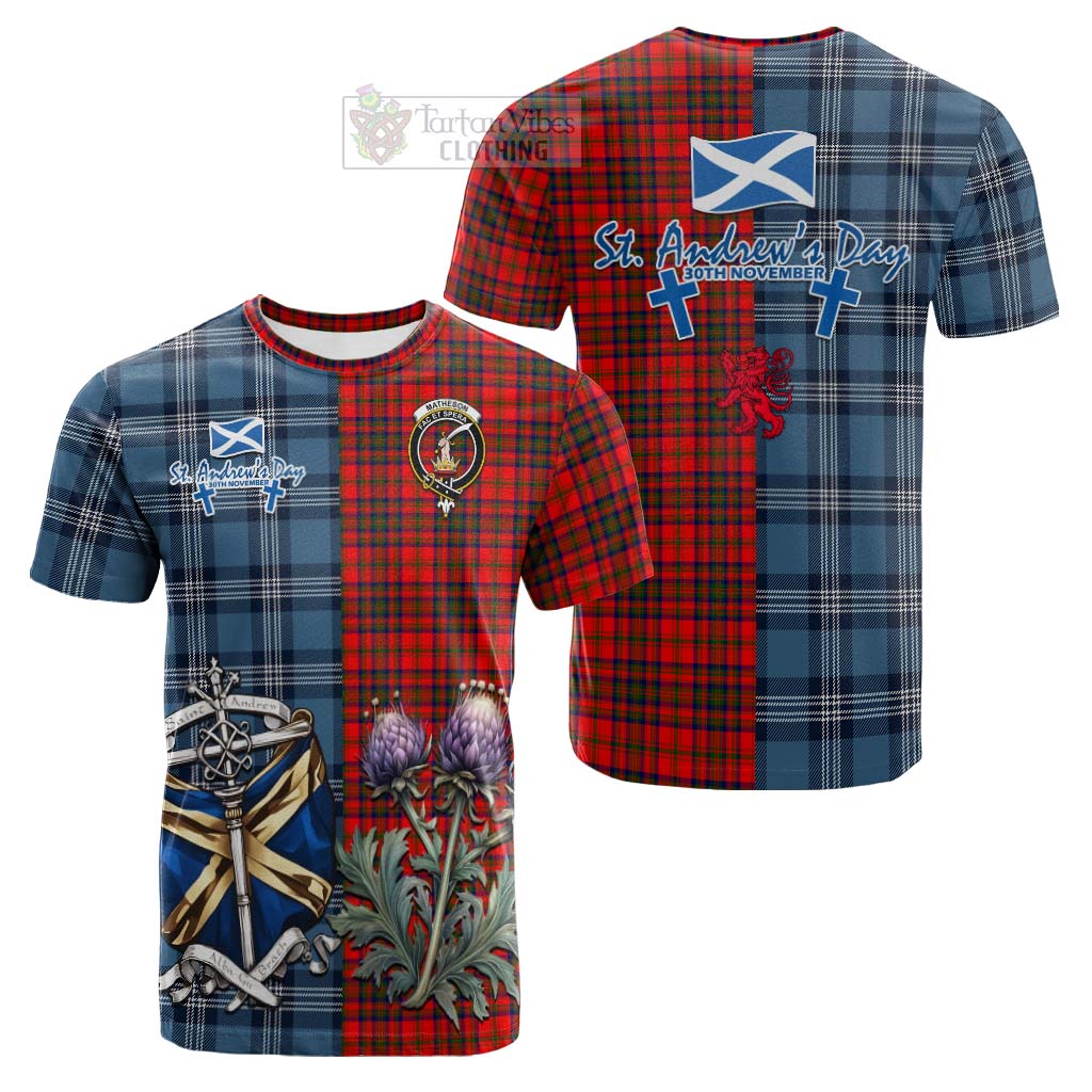Tartan Vibes Clothing Matheson Tartan Cotton T-shirt Happy St. Andrew's Day Half Tartan Style