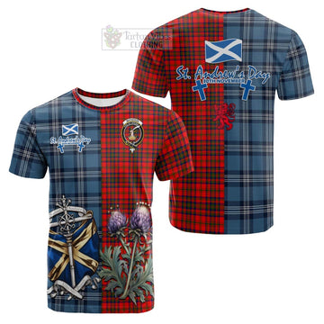 Tartan Vibes Clothing Matheson Tartan Cotton T-shirt Happy St. Andrew's Day Half Tartan Style