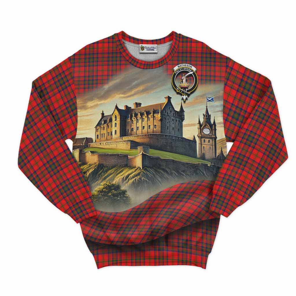 Tartan Vibes Clothing Matheson Tartan Family Crest Sweatshirt with Scottish Ancient Castle Style
